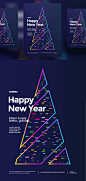 新年贺卡设计圣诞树海报矢量图素材 #754705549-1-平面素材-美工云(meigongyun.com)