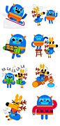 Deer & Yeti - Social messenger app stickers : We recently had the honors of making another sticker pack for up and coming social messenger app Link.Working with a Winter theme, we created this cheerful couple and depicted them in all sorts of seasonal