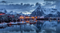 挪威诺德兰冬季港口风景高清桌面壁纸