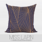 新中式/设计师沙发丝质仿真丝靠包靠垫抱枕/紫色几何图案绣花方枕