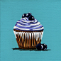Blueberry Dream Cupcake Painting Print by DianaEvans on Etsy