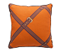 现代简约时尚纯棉印花皮带装饰抱枕靠垫样板房床头沙发靠垫橙色-淘宝网