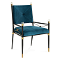 Jonathan Adler Rider Arm Chair : Parisian Flair.Perfect for the head of the table or flanking a console for a stately presence. Made from a chic blackened metal frame with swanky details—sizable Lucite finials, brass detailing, tooled floral escutcheons, 