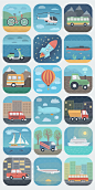 Transport and Travel Icons : Simple application icons on the theme of transport and travel