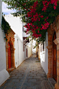 罗德岛的海边，街道，希腊
Streets of Lindos, Rhodes Island, Greece