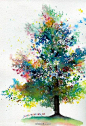 水彩树的手绘
