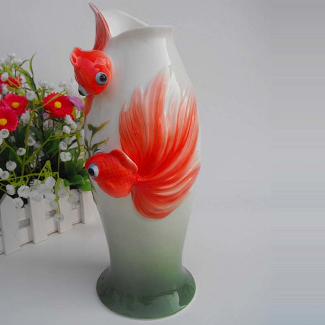 家居装饰花瓶-金鱼 珐琅瓷