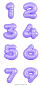 充气效果紫色字母符号数字彩色赛博朋克酸性风海报设计创意抽象元素_PNG：
