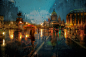 水滴与光的奏鸣：浪漫油画风的雨天街拍