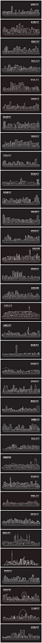 【矢量源文件】线描国家城市建筑地标背景AI设计素材