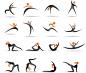 体操动作演示图矢量素材，素材格式：AI，素材关键词：瑜伽,体育运动,体操,小人