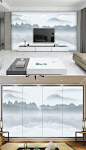 新中式现代简约水墨山水电视背景墙装饰画