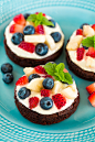 Mini Brownie Fruit Pizzas with Cream Cheese Frosting