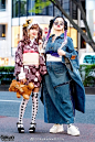 #原宿街拍# Japanese Handmade Denim Kimono & Floral Street Styles w/ Fenty x Puma & VidaKush O网页链接 ​​​​