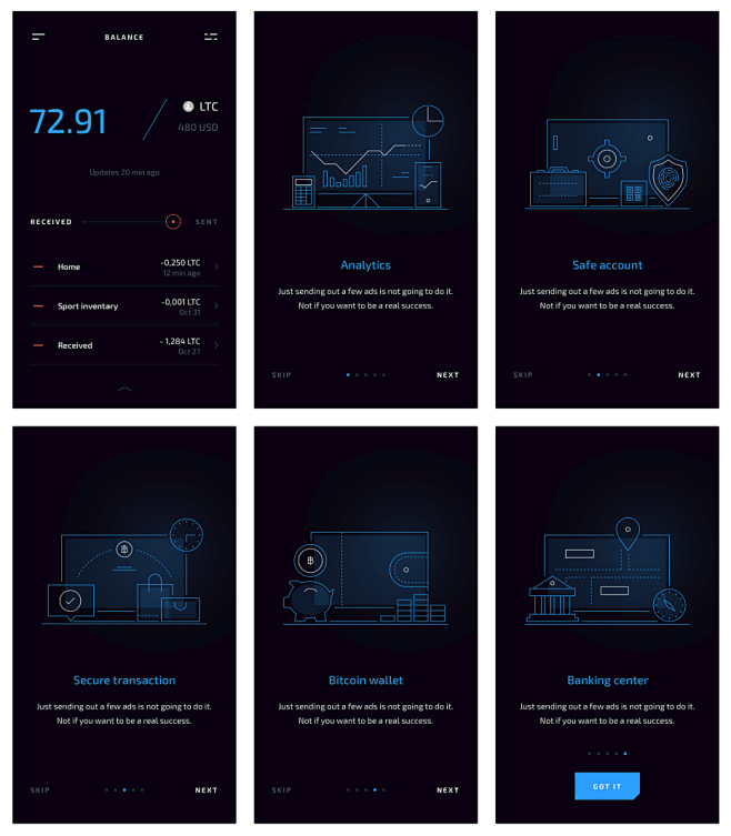 暗色调 Crypto 应用界面包 - U...