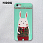 HIDOG 原创设计 手绘彩绘苹果Iphone5/5S手机壳套 插画卡通小兔兔 新款 2013