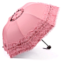 可爱蕾丝三折伞公主伞 防紫外线黑胶晴雨伞/遮阳伞/拱形折叠伞
