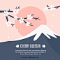 Cherry blossom background in flat design Free Vector