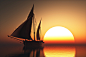 海上日落船帆船太阳天空橙色美丽浪漫的情绪安静的平静游艇自然景观生活爱漂亮的壁纸