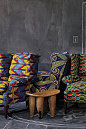 Josef Wingback Chair, Blue Zigzag - Anthropologie.com #african #print
