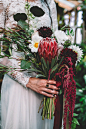 best wedding bouquets 2016 - protea and amaranth bouquet