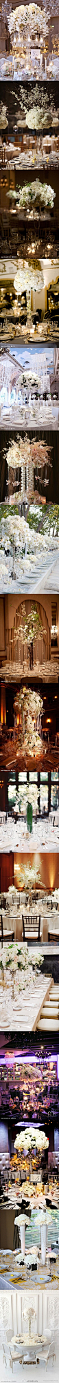 #婚礼布置#优雅别致的白色高脚桌花，这样的美，恐怕在你的餐桌上会独树一帜哦~http://www.lovewith.me/share/detail/all/28140#桌花#@北坤人素材