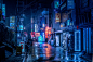 General 2500x1668 South Korea city night people neon stores