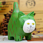 如果 zakka巴厘岛猫咪仿木雕家居创意时尚摆件小摆设装饰生日礼品