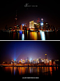 网友拍的一组重庆和上海的夜景对比。果然是上有天堂下游苏杭，还有重庆的灯火辉煌！