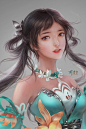 FAIRY灵医, Yankong Bu : 为《蜀门ol》外传——《蜀缘Online》少女灵医职业绘制的宣传图。她是山间最美好的精灵，莲花青灯在手，治愈每一个受伤的伙伴。