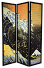 6 ft. Tall Japanese Wave Shoji Screen - 3 Panels asian-screens-and-room-dividers