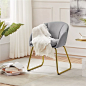 Yaheetech Velvet Armchair Accent Chair with Metal Legs for Living Room/Bedroom, image 2 of 12 slides