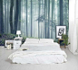 卧室里超逼真的森林墙纸让整个家都变得静谧美好  