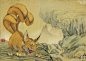 讙（huan） 翼望山的畏兽-刘力文《山海兽》插画
讙（huan） 翼望山的畏兽，长的像狸猫，体格娇小，独目，三条尾巴，可以模仿百种动物的叫声，其肉可以入药。
