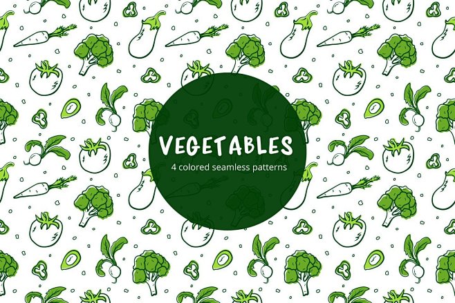 蔬菜矢量图案素材 Vegetables ...