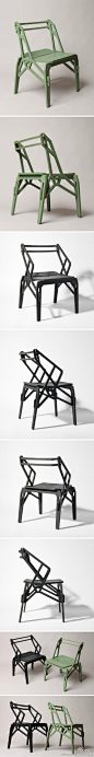 设计师konstantin achkov最近在gallery alma mater展出了他设计的“frame chairs”，这件产品在sofia design week期间举办的mortise & tenon展览上展出。这个椅子在形态的设计上受到了传统框架结构风格的影响, 造型很讨巧.