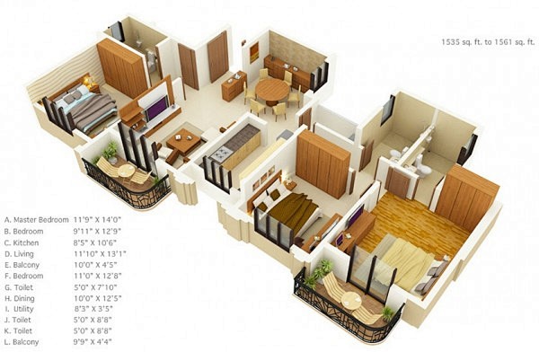 3 bedroom floor plan...