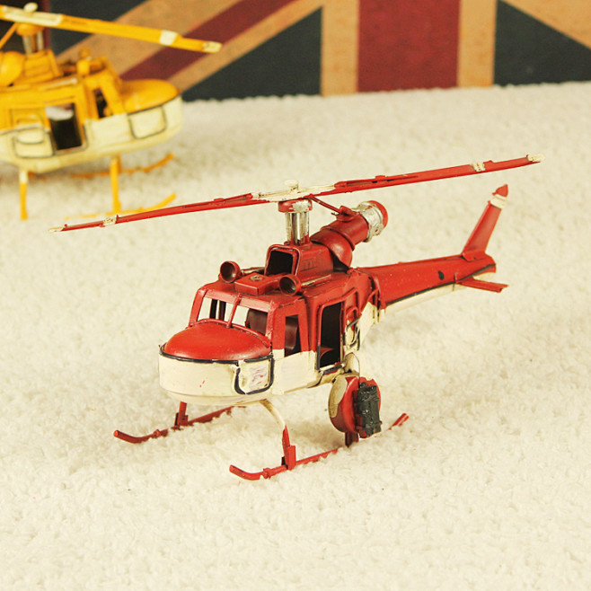 创意店铺家居房间软装饰品 直升机飞机模型...