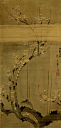明 陈录 《烟笼玉树图》该作树干苍劲，绽花枝头，构图巧妙，点染精当，可谓花鸟画之上品。绢本墨笔，北京故宫博物院