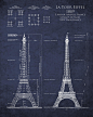 Eiffel Tower Architectural Blueprint艾菲尔铁塔架构蓝图#设计蓝本#