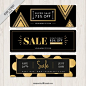 Sale dark banners with golden elements: 