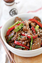 Sesame Beef - the easiest and crazy delicious beef stir-fry. Tender and juicy with a killer soy sesame brown sugar sauce. So good you'll want seconds!! | rasamalaysia.com