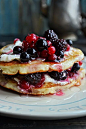 Mascarpone Pancakes with Berries and Agave Syrup