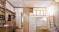 40平学区房改造，较小的住宅空间需要选择明快、简洁的配色。借用日本元素，让空间保持素净、整洁的视觉感。 ​​​​