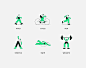 ProAktiv | Fitness Management App : A series of dynamic illustrations and iconography to give new users a fun overview and introduction to the ProAktiv fitness app.