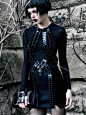 Erevos Aether - Wake the Serpent Not - Necromantic : Erevos Aether’s A/W 2014-15 collection, Wake the Serpent Not, contrasts sheer, romantic, fragile textures with armorlike iridescent leather and metallic elements. The architectural qualities of this tou