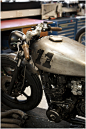 Vintage look cafe racer      - I like the raw metal look of this gas tank with the painted numbers