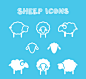 8款白色绵羊图标矢量素材，素材格式：AI，素材关键词：图标,绵羊,家畜