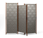 "Partition" folding screen Hermes "partition" angled and foldable screen that can be used to section off spaces and enhance the vertical appeal of Hermes fabrics. Reverse covered with ebony H Decoration canvas fabric. Opened: L76.8&