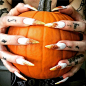 60+ Halloween Nail Art Ideas : 
There are so many fun designs to choose from and depending on the costume for your Halloween, you should pick the one that suits your costume theme the best. Zombie nails,Skull nails, witch nails, spider nails, pumpkin nail